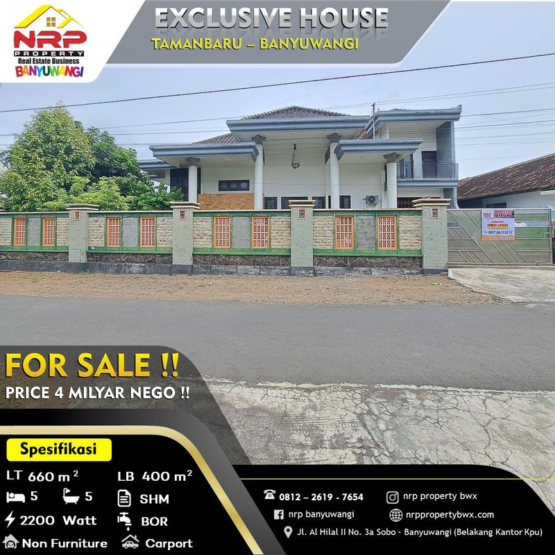 Rumah Dijual di Banyuwangi, Kabupaten Banyuwangi — 5 KT, 5 KM