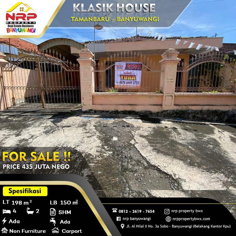 Rumah Dijual di Banyuwangi, Kabupaten Banyuwangi — 4 KT, 2 KM