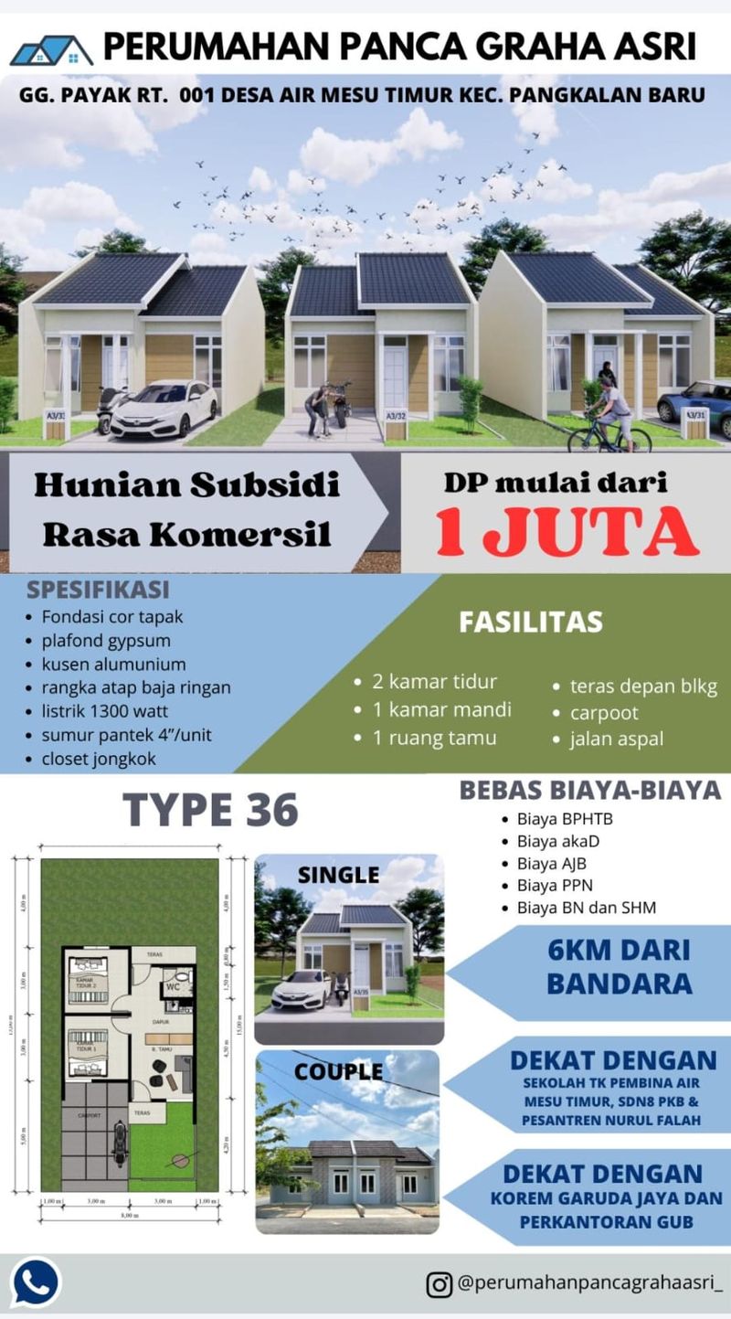 Dijual Rumah Subsidi Rasa Komersil - Pangkalan Baru, Bangka Tengah, Bangka Belitung - 4