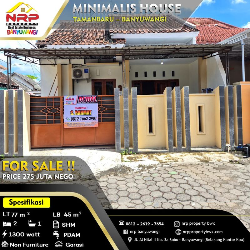 Rumah Dijual di Banyuwangi, Kabupaten Banyuwangi — 2 KT, 1 KM