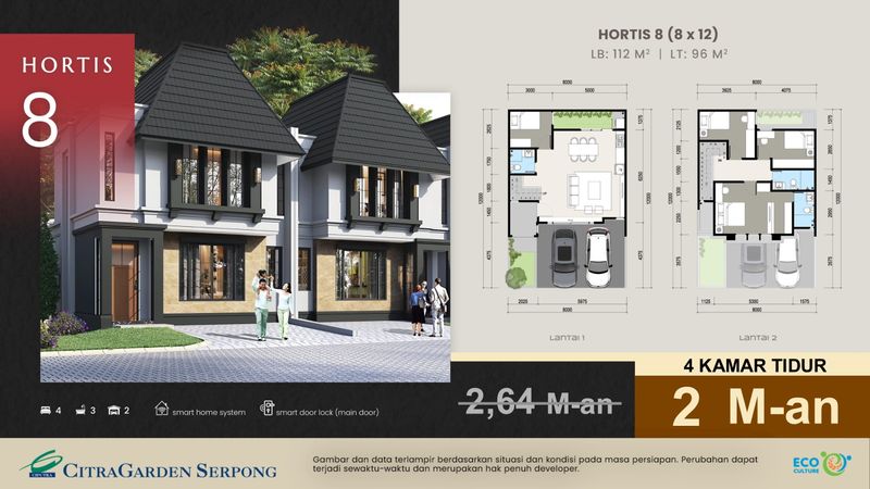 Rumah Dijual di Cisauk, Kabupaten Tangerang — 4 KT, 3 KM