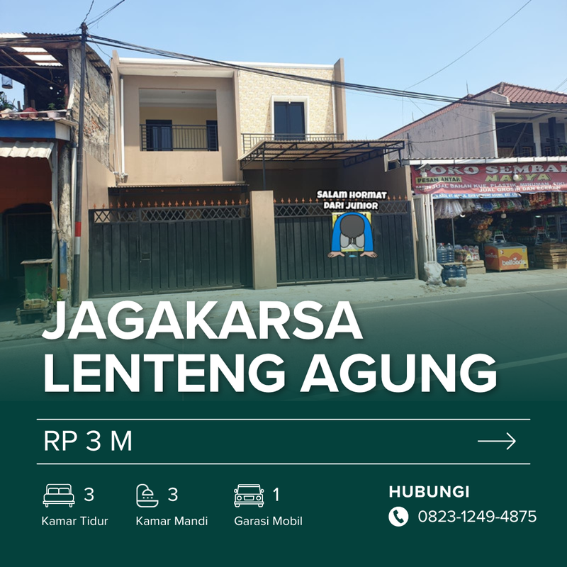 Rumah Dijual di Jagakarsa, Kota Jakarta Selatan — 3 KT, 3 KM