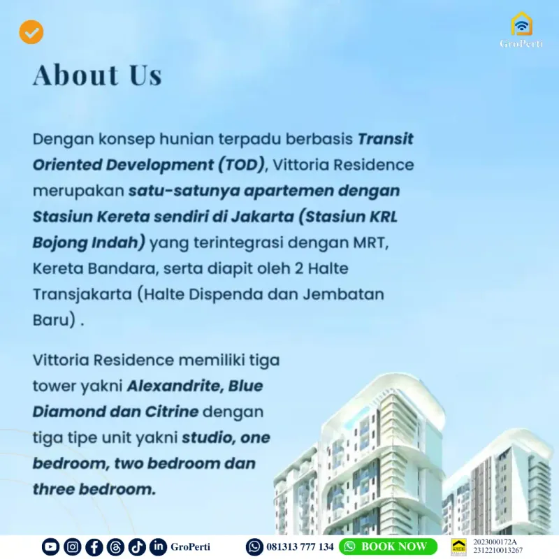NOW SELLING TIPE 1BR TOWER CITRINE VITTORIA RESIDENCE - 2