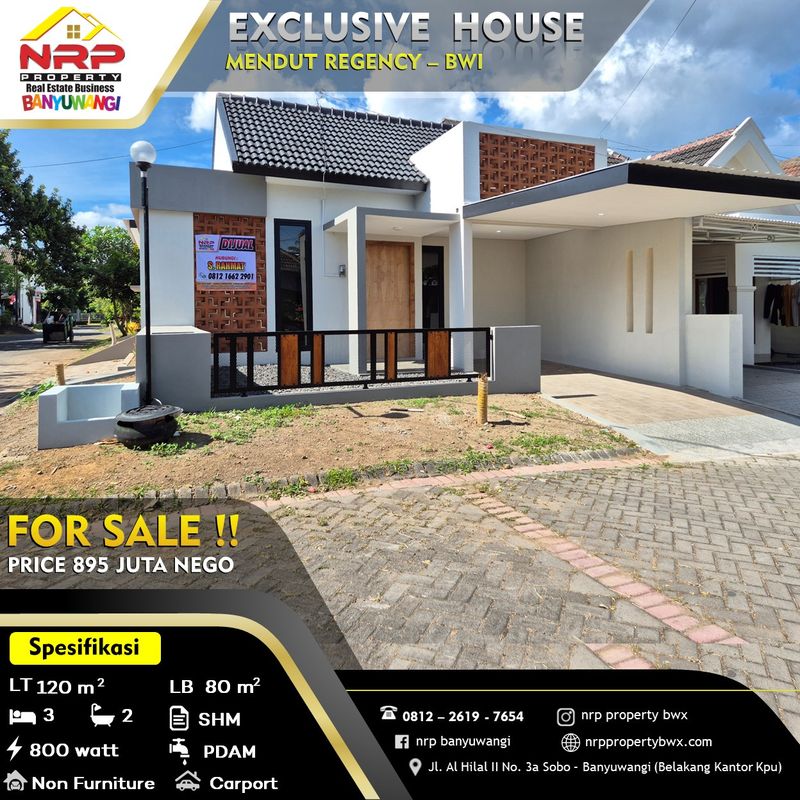 Rumah Dijual di Banyuwangi, Kabupaten Banyuwangi — 3 KT, 2 KM