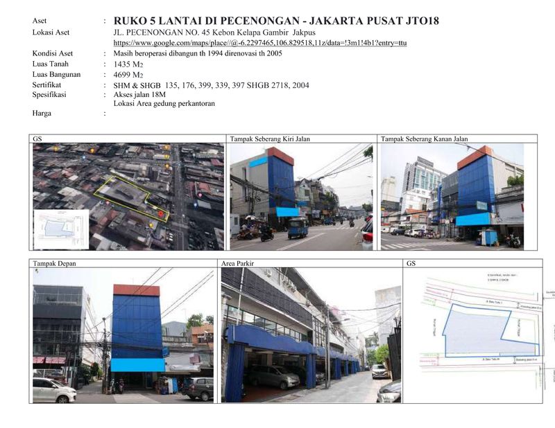 Dijual Ruko 5 Lantai di Pecenongan - Gambir, Jakarta Pusat - Lokasi Strategis - 2