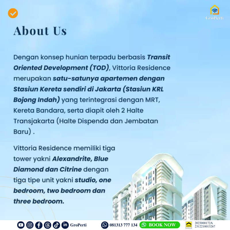 NOW SELLING TIPE STUDIO TOWER CITRINE VITTORIA RESIDENCE - 4