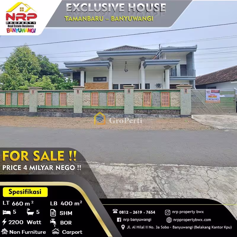 Rumah Dijual di Banyuwangi, Kabupaten Banyuwangi — 5 KT, 5 KM