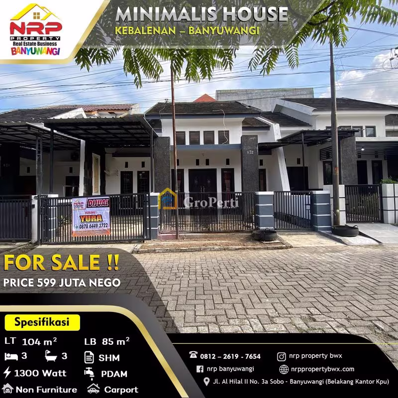 Rumah Dijual di Banyuwangi, Kabupaten Banyuwangi — 3 KT, 2 KM