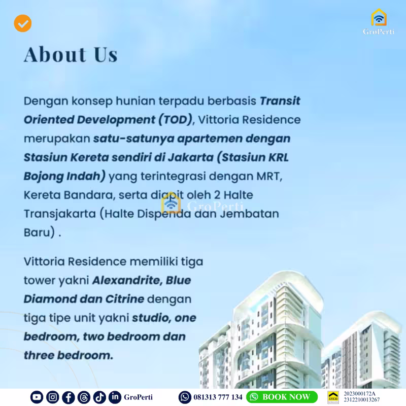 NOW SELLING TIPE STUDIO TOWER CITRINE VITTORIA RESIDENCE - 4