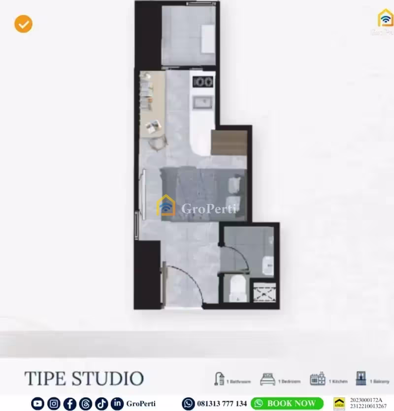 Apartemen Dijual di Cengkareng, Kota Jakarta Barat — 3 KT, 2 KM