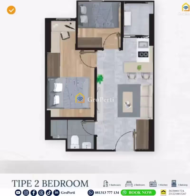 Apartemen Dijual di Cengkareng, Kota Jakarta Barat — 1 KT, 1 KM